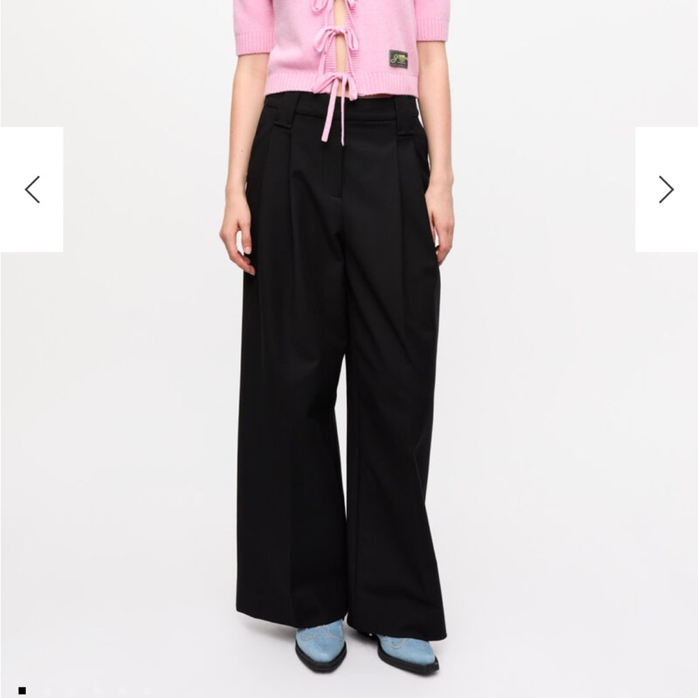 GANNI Black Wide-Leg Trousers